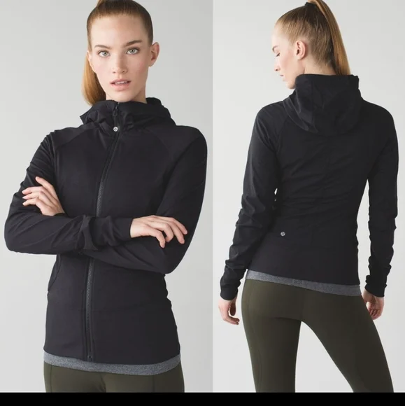Lululemon In Flux Reversible    Black zip Hoodie Size 8 - Picture 2 of 14